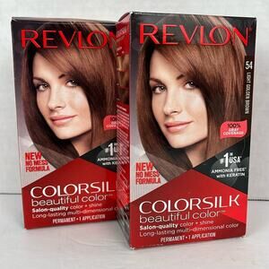 Revlon Colorsilk Hair Color Permanent Dye Keratin 54 Light Golden Brown Lot of 2